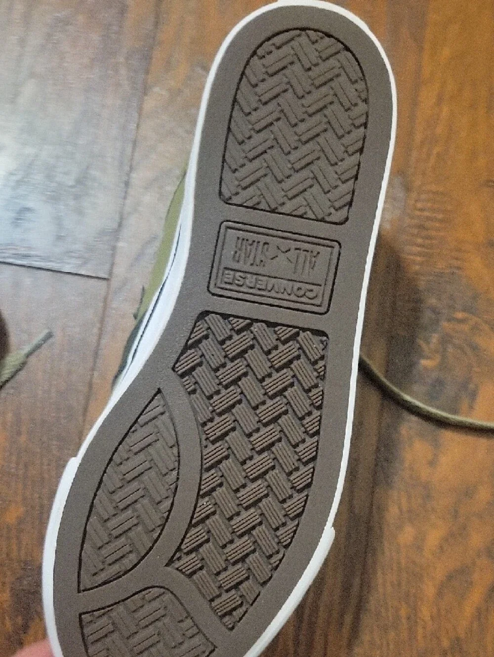 Converse Low-Top Sneakers in Olive Green with White Soles